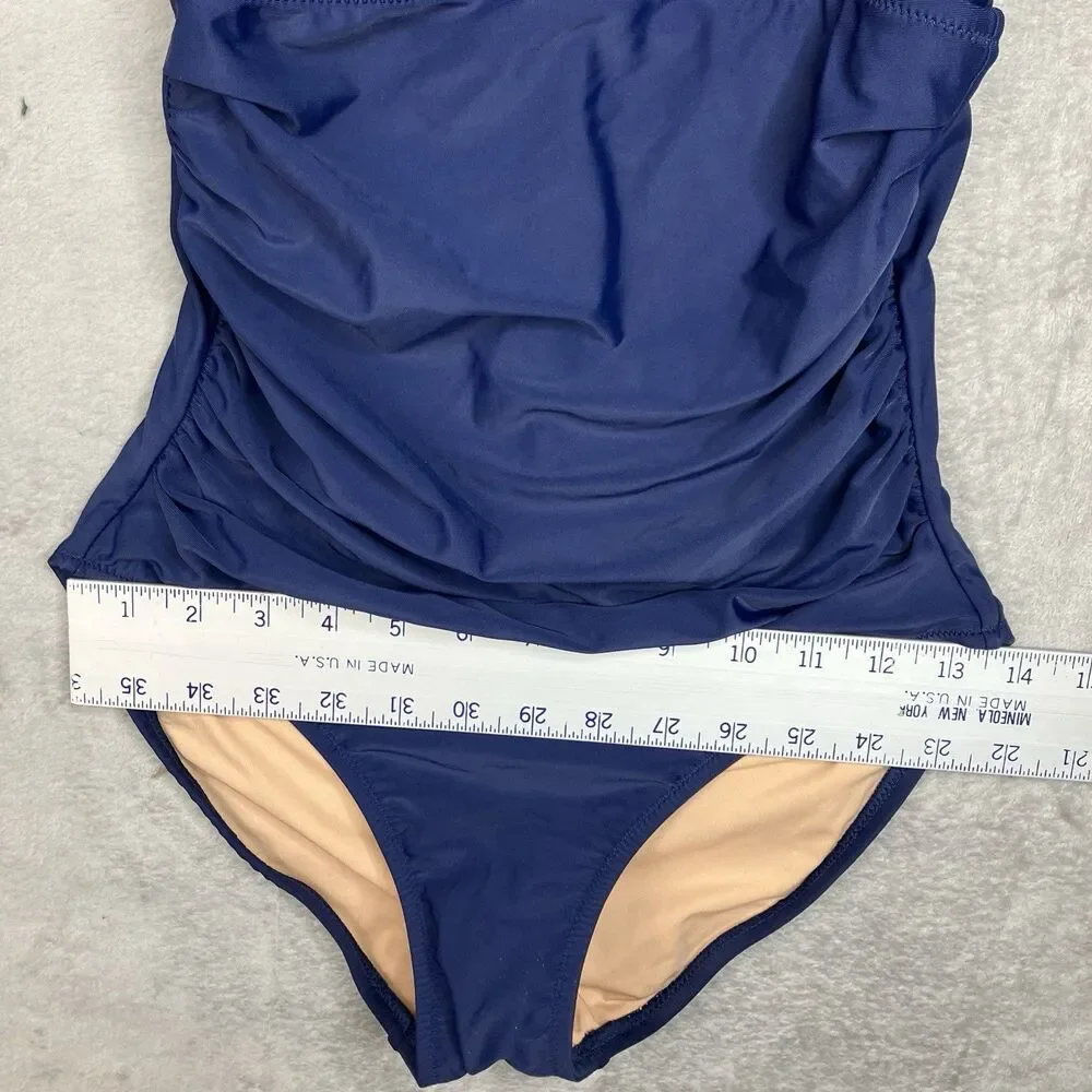 J.Crew One Piece Women S Navy Ruched Plunge Swimsuit V-Neck CI098 Resortwear